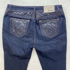 Grace In LA Jeans‎ Womens 31 cropped quilted pockets plaid cuffs